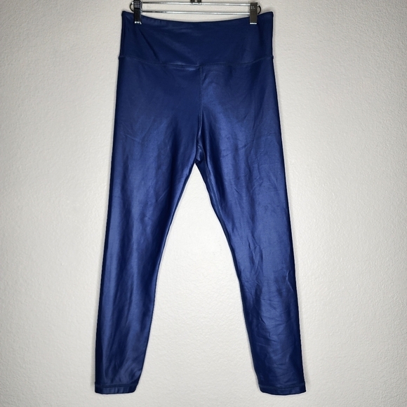 Zyia Blue Metallic Liquid Faux Leather Leggings 8-10 - Picture 2 of 7